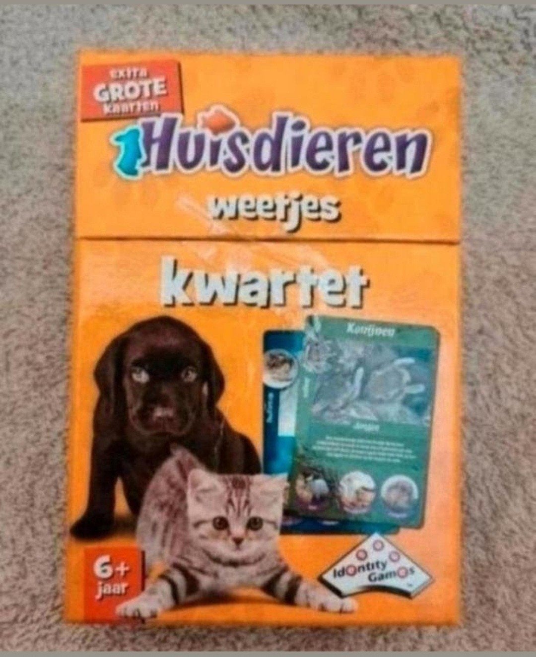 Huisdieren Weetjes Kwartet - Extra Grote Kaarten, Een of twee spelers, Ophalen of Verzenden, Zo goed als nieuw, IDontity Games
