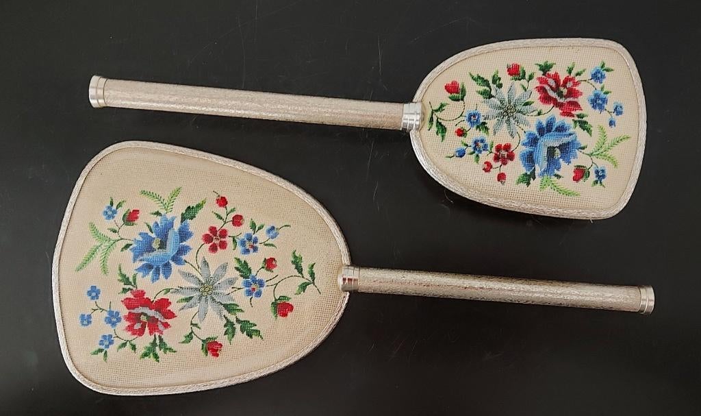 Vintage brocante kaptafelset spiegel borstel '60s, Antiek en Kunst, Ophalen of Verzenden