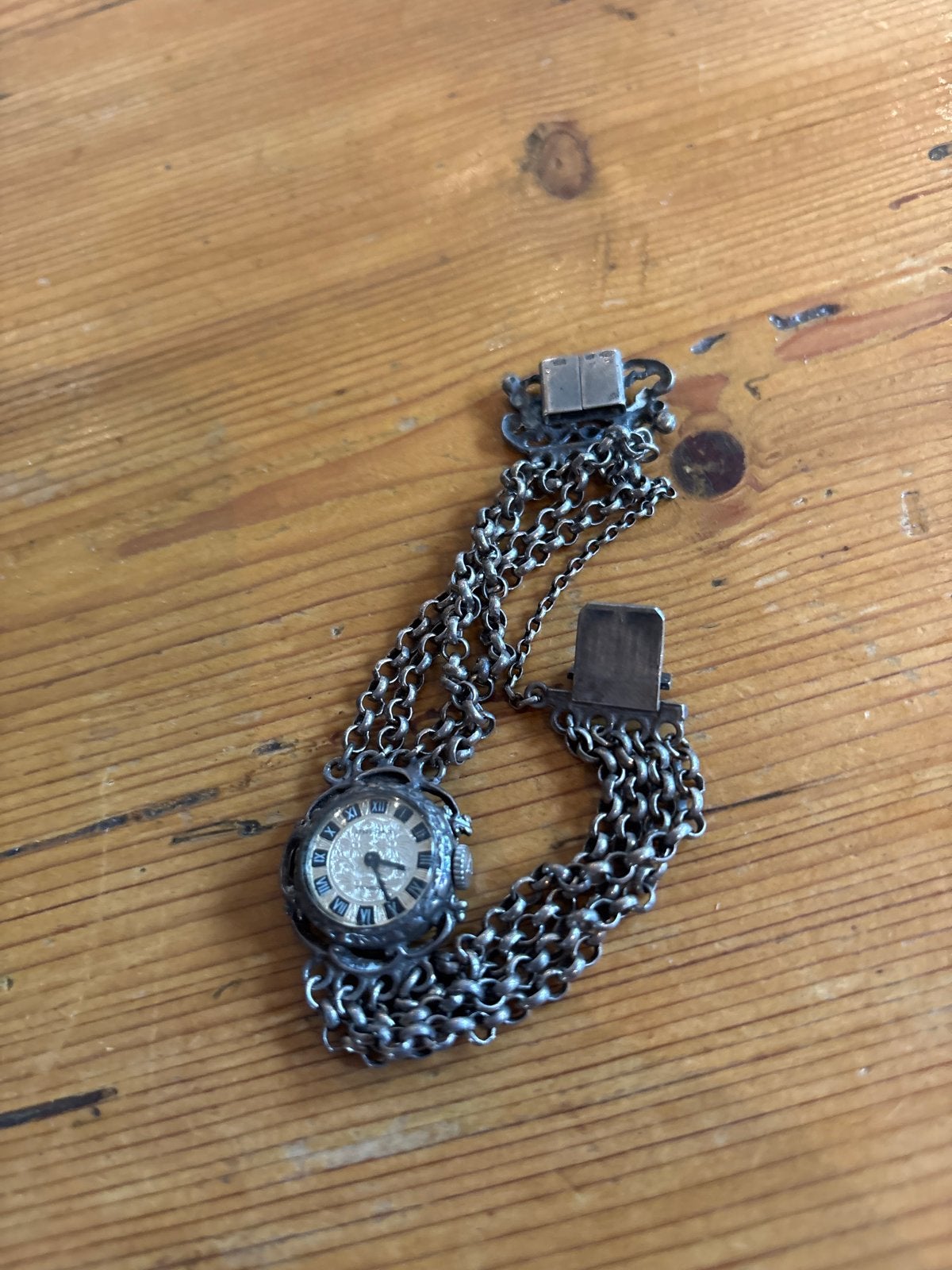 Vintage Zilveren Horloge Armband, Sieraden, Tassen en Uiterlijk, Antieke sieraden, Ophalen, Zilver, Armband