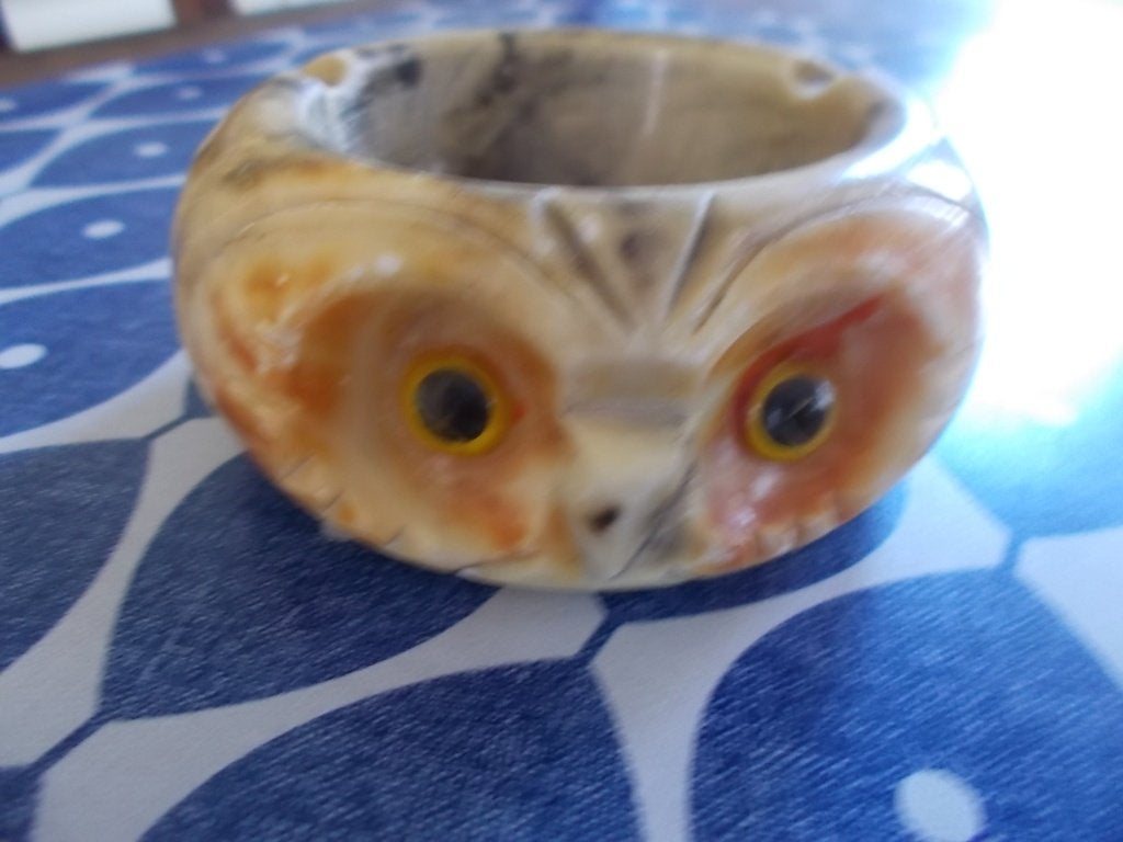 🦉Vintage asbak van steen in vorm van een uil., Vintage, Gebruikt, Meerkleurig, Ophalen of Verzenden