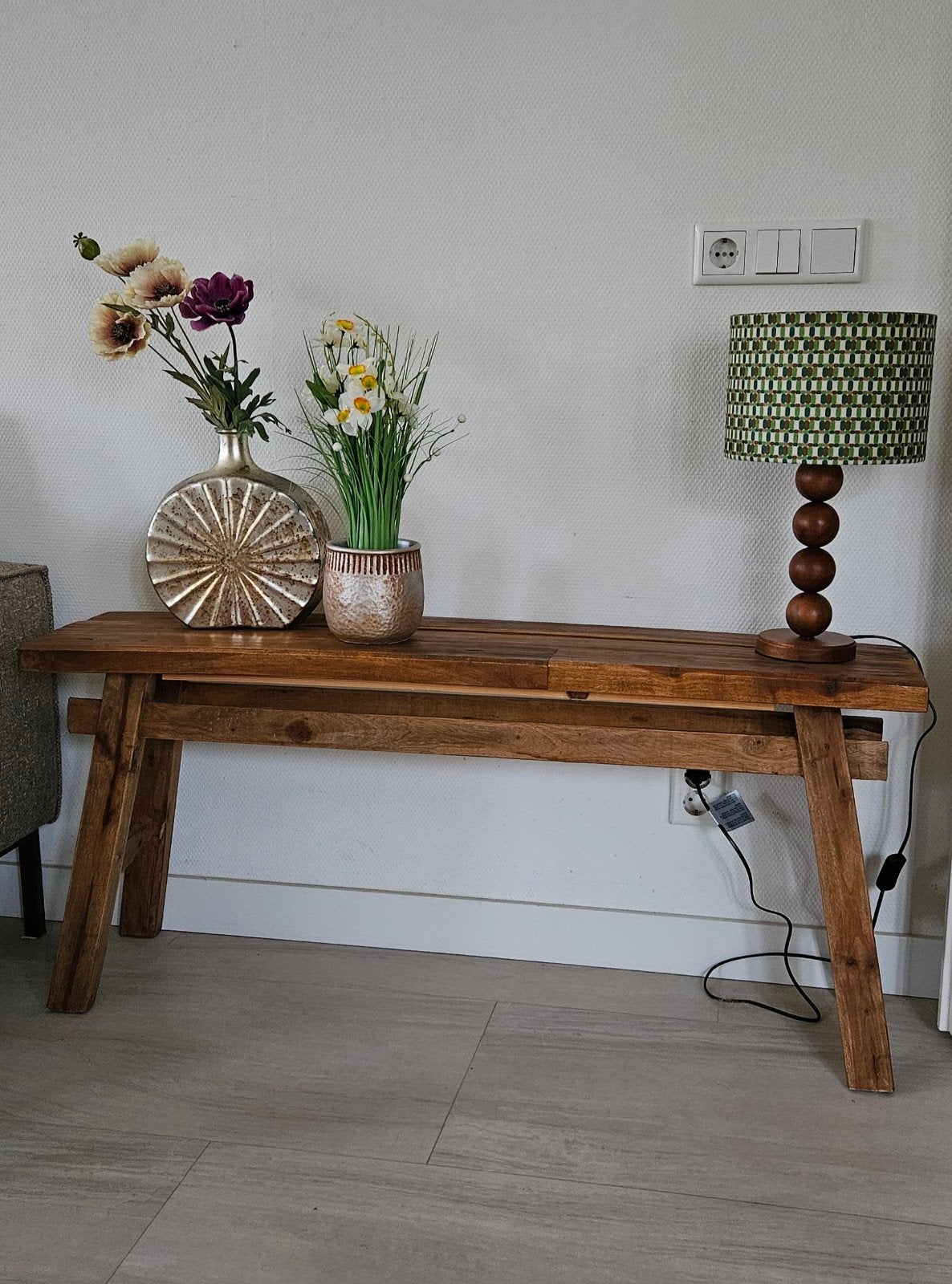 Massief houten bankje - 118x27x53 cm, Ophalen