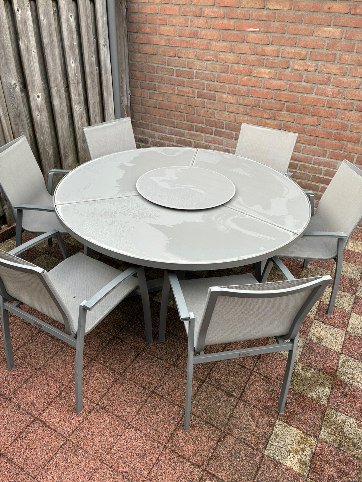 Taste by 4 seasons Tuinset glazen tafel aluminium, Tuin en Terras, Ophalen, Gebruikt, 6 zitplaatsen, Aluminium