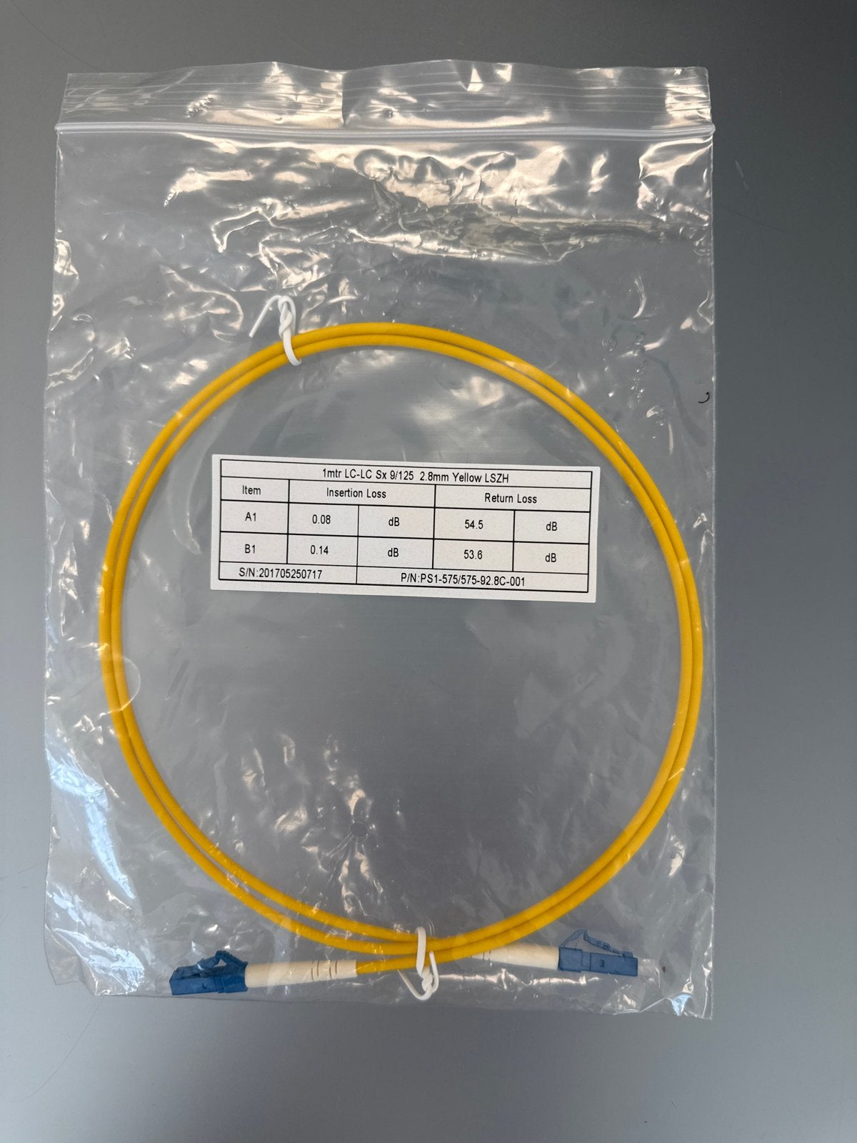 1m LC-LC Sx 9/125 2.8mm Gele LSZH Glasvezelkabel, Ophalen of Verzenden, Nieuw