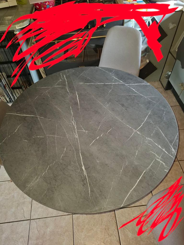 Marmeren look eettafel, Huis en Inrichting, Tafels | Eettafels, Ophalen, Rond, 100 tot 150 cm, 100 tot 150 cm