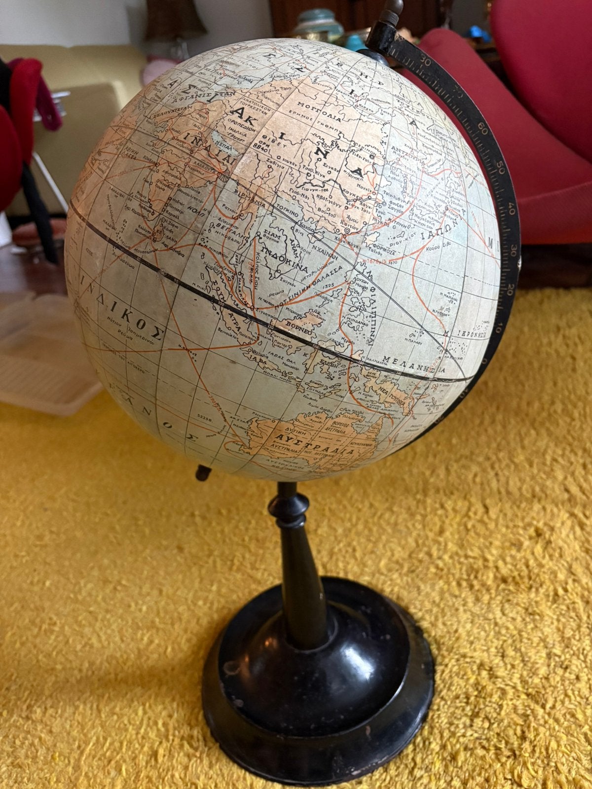1930 Griekse Wereldbol vitage conditie, Ophalen of Verzenden, Zo goed als nieuw