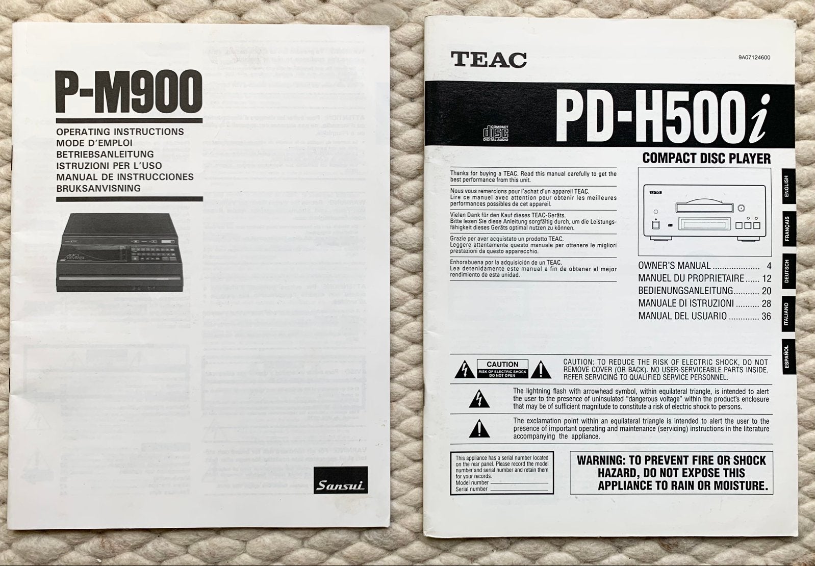 Manuals origineel Sansui P-M900 TEAC PD-H500i handleidingen, Overige merken, Gebruikt, Ophalen of Verzenden, Sansui Teac