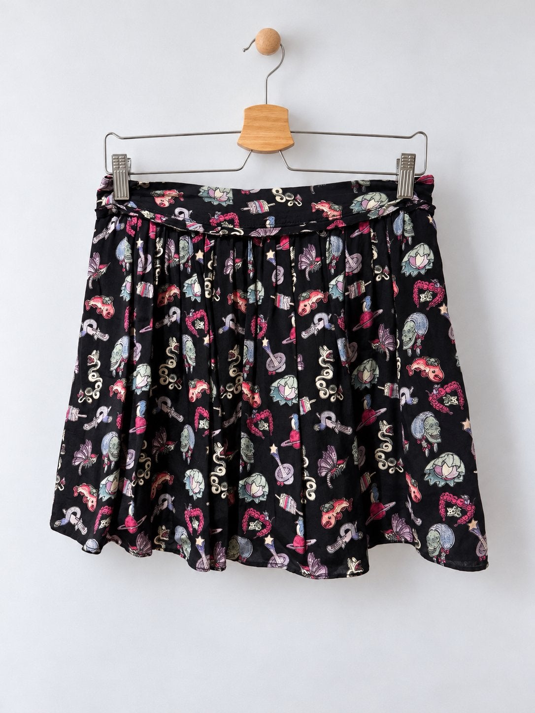 Zadig & Voltaire rok zwart roze rock print 36 S small, Zwart, Ophalen of Verzenden, Zo goed als nieuw, Maat 36 (S)