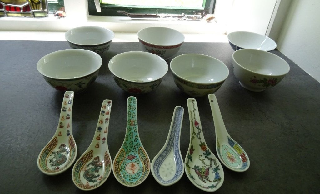 7 verschillende Chinese schaaltjes plus 6 lepels., Huis en Inrichting, Keuken | Servies, Ophalen of Verzenden, Overige stijlen