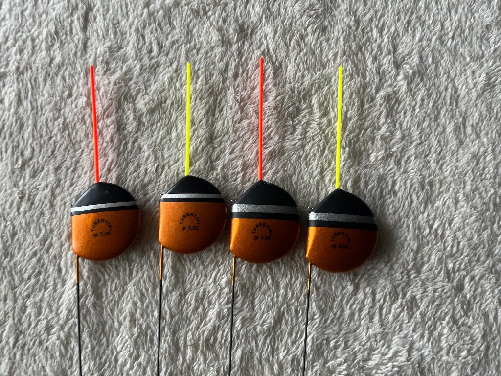 adv 182 / NIEUW serie 4 vlagdobbers TUBERTINI, Ophalen of Verzenden, Nieuw, Dobber of Lood