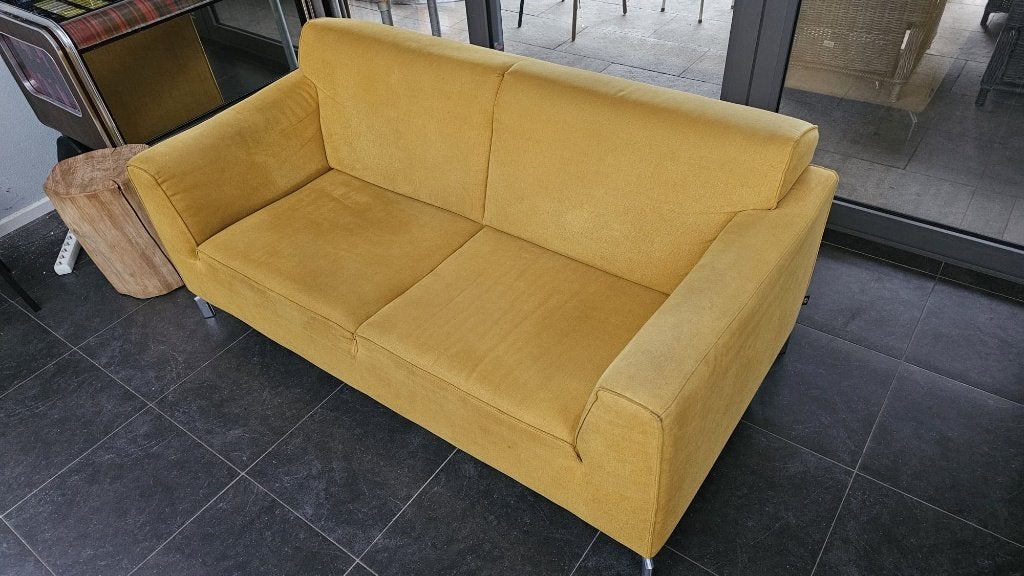 Henders & Hazel tweezitsbank oker / mosterd geel 175cm breed, Ophalen, Gebruikt, Lounge, 150 tot 200 cm