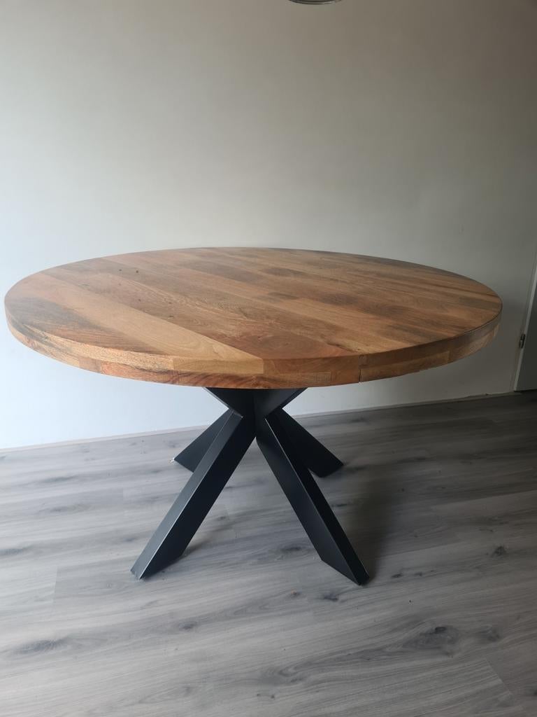 Nieuw mango eettafel, Huis en Inrichting, Tafels | Eettafels, Rond, Nieuw, Ophalen of Verzenden, Vier personen