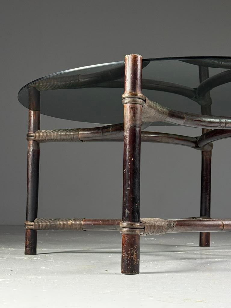 Rotan Salontafel met glazen blad, Ophalen