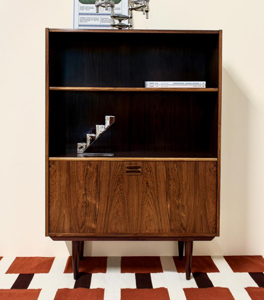 Vintage boekenkast rosewood palissander kast teak jaren 60, Huis en Inrichting, Kasten | Boekenkasten, Vintage, Gebruikt, Met klep(pen)