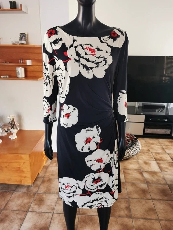 Phase Eight elegante jurk zwart/bloemdessin maat 42 (16 Uk), Kleding | Dames, Jurken, Maat 42/44 (L), Zo goed als nieuw, Onder de knie