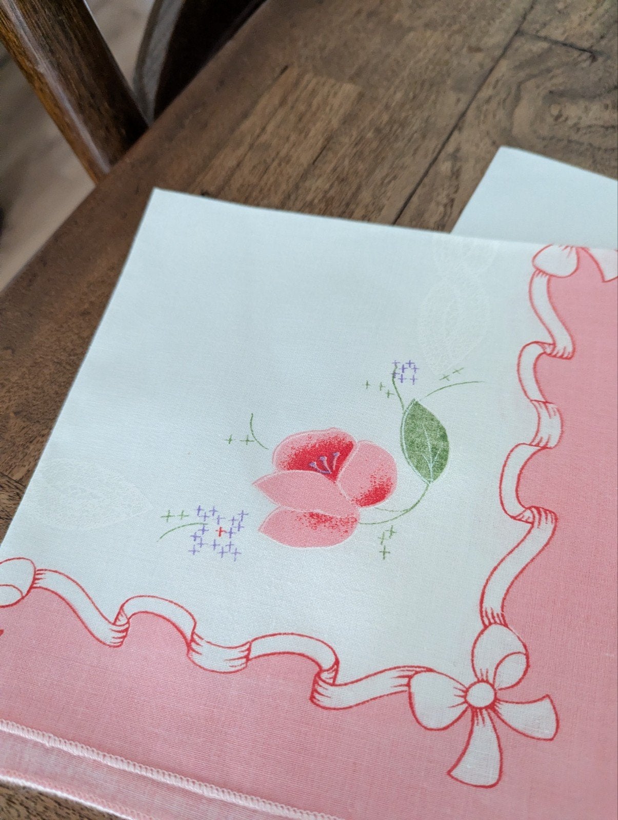 Set van 9 Vintage Roze Zakdoeken met Bloemmotief, Ophalen of Verzenden