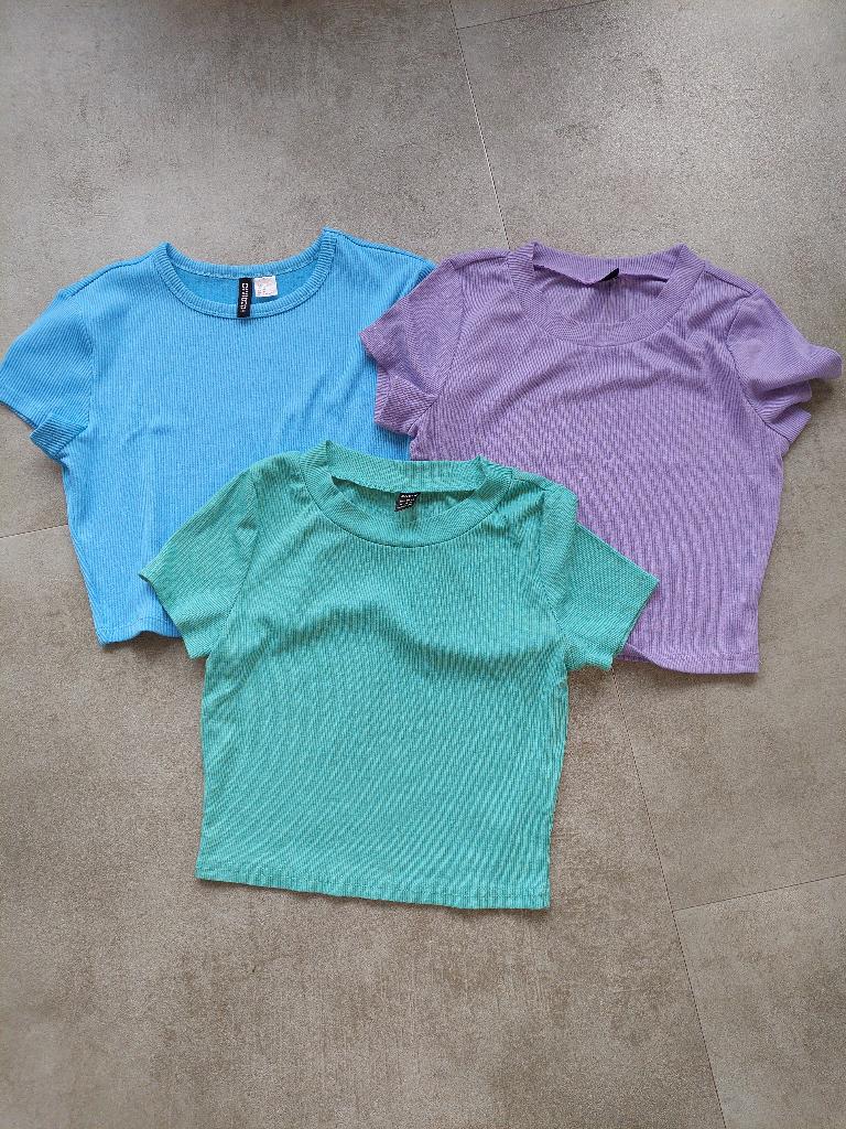 Shein 3 topjes maat S, Blauw, Ophalen of Verzenden, Zo goed als nieuw, Korte mouw