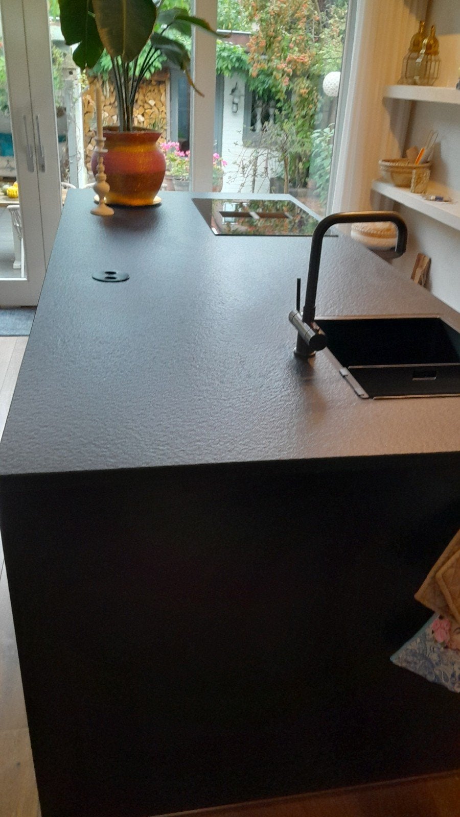 Granieten keukenblad 275x120 cm Gambia Zwart., Huis en Inrichting, Ophalen, 50 tot 75 cm, Zwart, Minder dan 100 cm