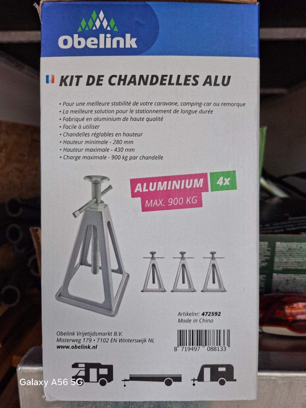 Aluminium 4 delige steunen set, Caravans en Kamperen, Ophalen