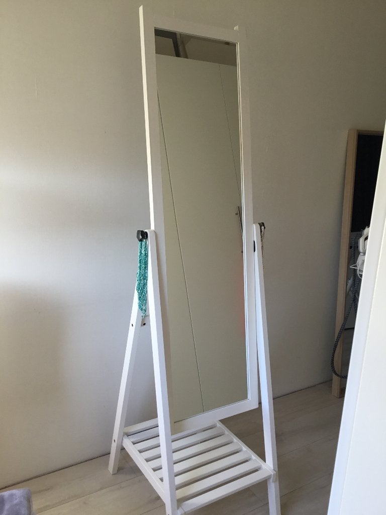 Leuke witte staande spiegel., Ophalen, Gebruikt, 150 tot 200 cm, Rechthoekig