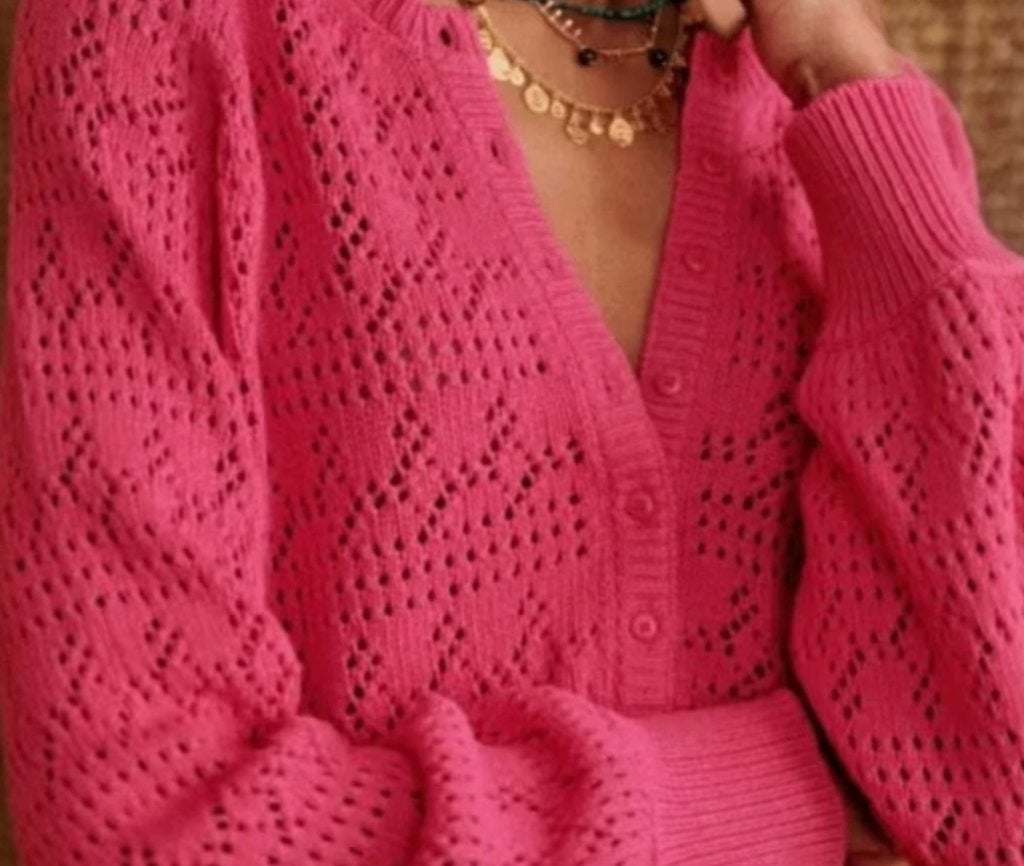 Sézane rose vest katoen mt XS (S) zacht ZGAN, Verzenden, Zo goed als nieuw, Roze, Maat 34 (XS) of kleiner