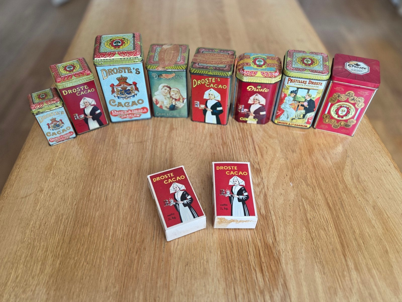 Vintage Droste Cacao blikken en doosjes - Set van 10, Ophalen