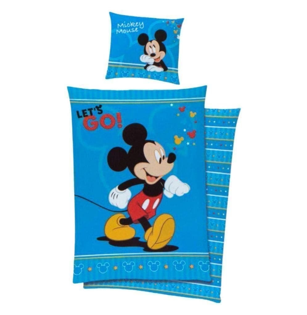 Mickey Mouse Dekbedovertrek 140 x 200 cm - Let's Go - Disney, Blauw, Nieuw, Wasbaar, Ophalen of Verzenden