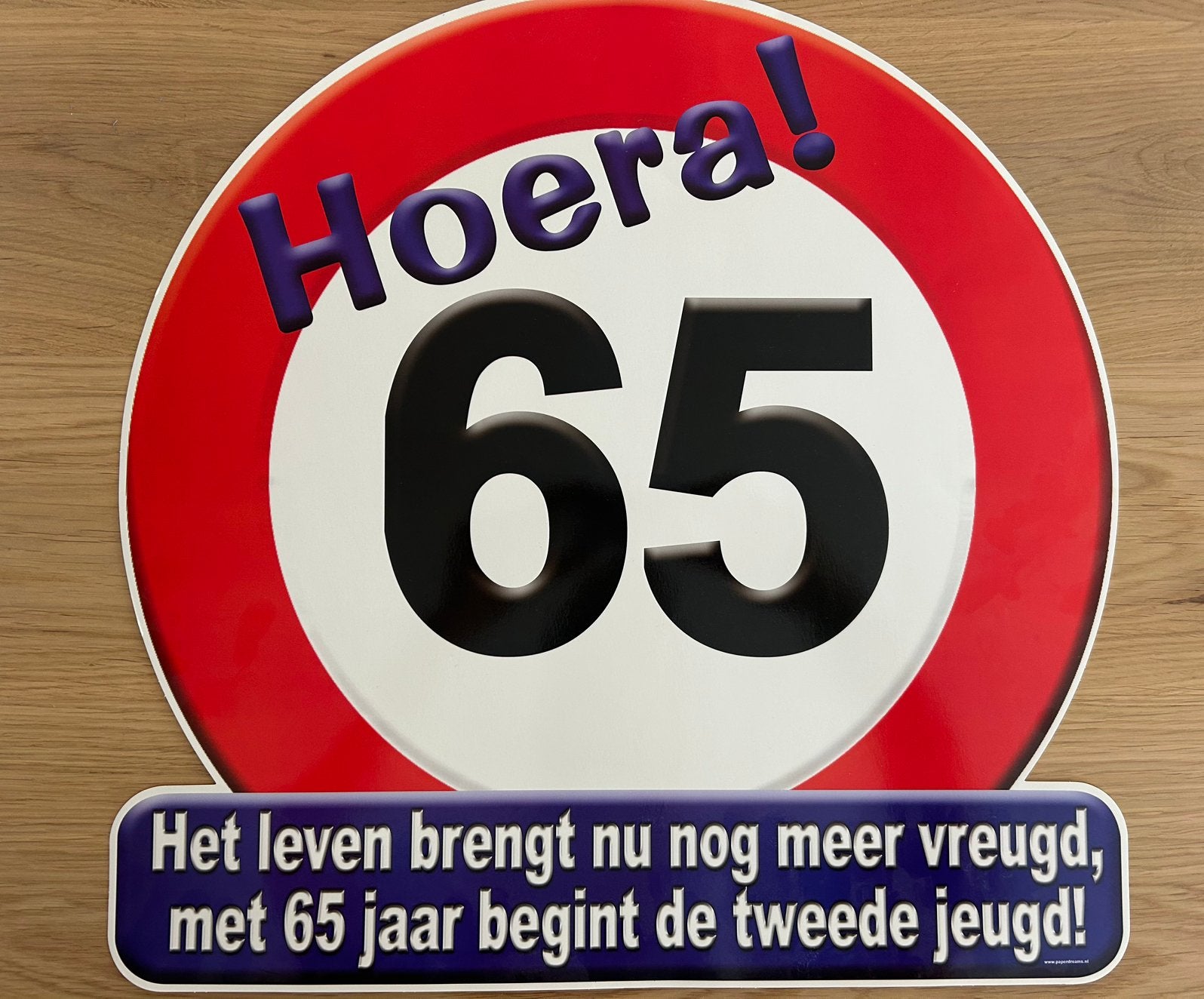 65 jaar “verkeersbord” feestartikel, Ophalen of Verzenden, Zo goed als nieuw, Verjaardag