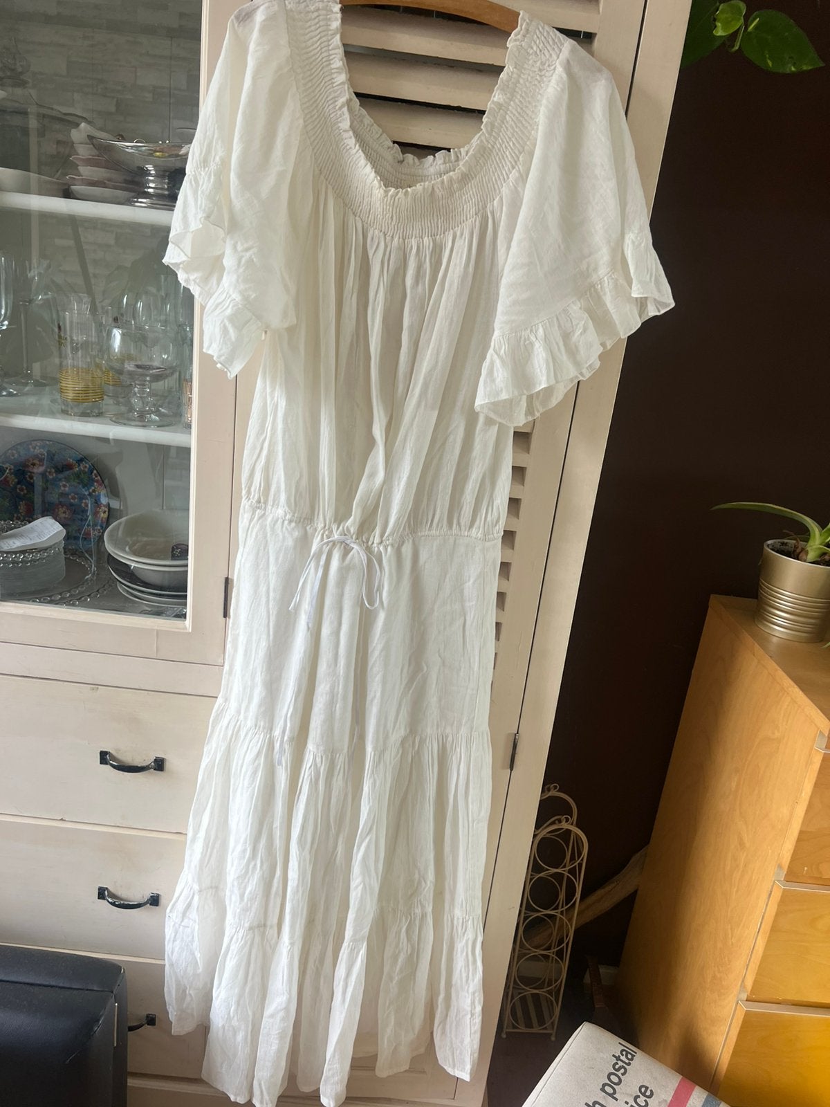 Witte boho jurk, Ophalen, Zo goed als nieuw, Wit, Onder de knie