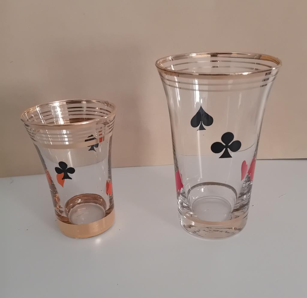 kaart glaasjes vintage met gouden rand, Verzamelen, Glas en Borrelglaasjes, Ophalen, Zo goed als nieuw, Overige typen