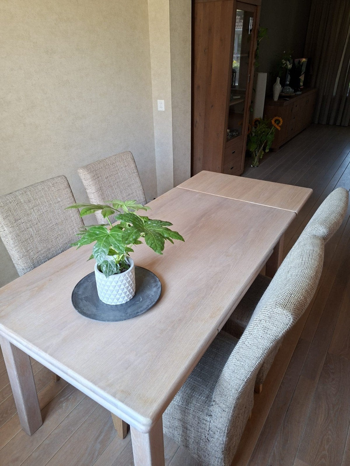 uitschuifbare de Gruyter eettafel inclusief 4 stoelen, Huis en Inrichting, Ophalen, Gebruikt, 4 tot 6 stoelen