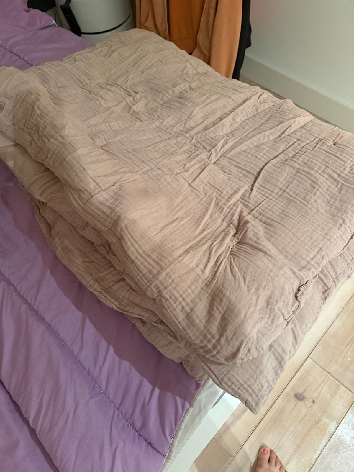 Mousseline dekbedden set (2x) met kussensloop, Ophalen, Eenpersoons, Beige, Dekbedovertrek