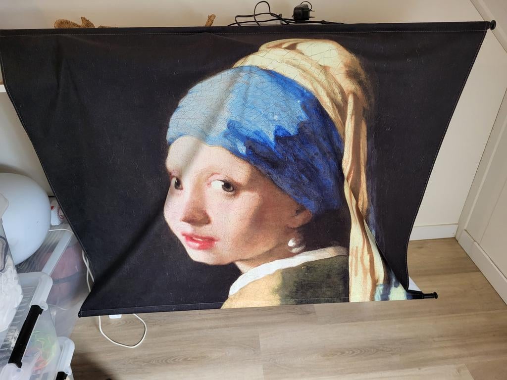 Wandkleed Meisje met de parel met ophangbeugels, Ophalen