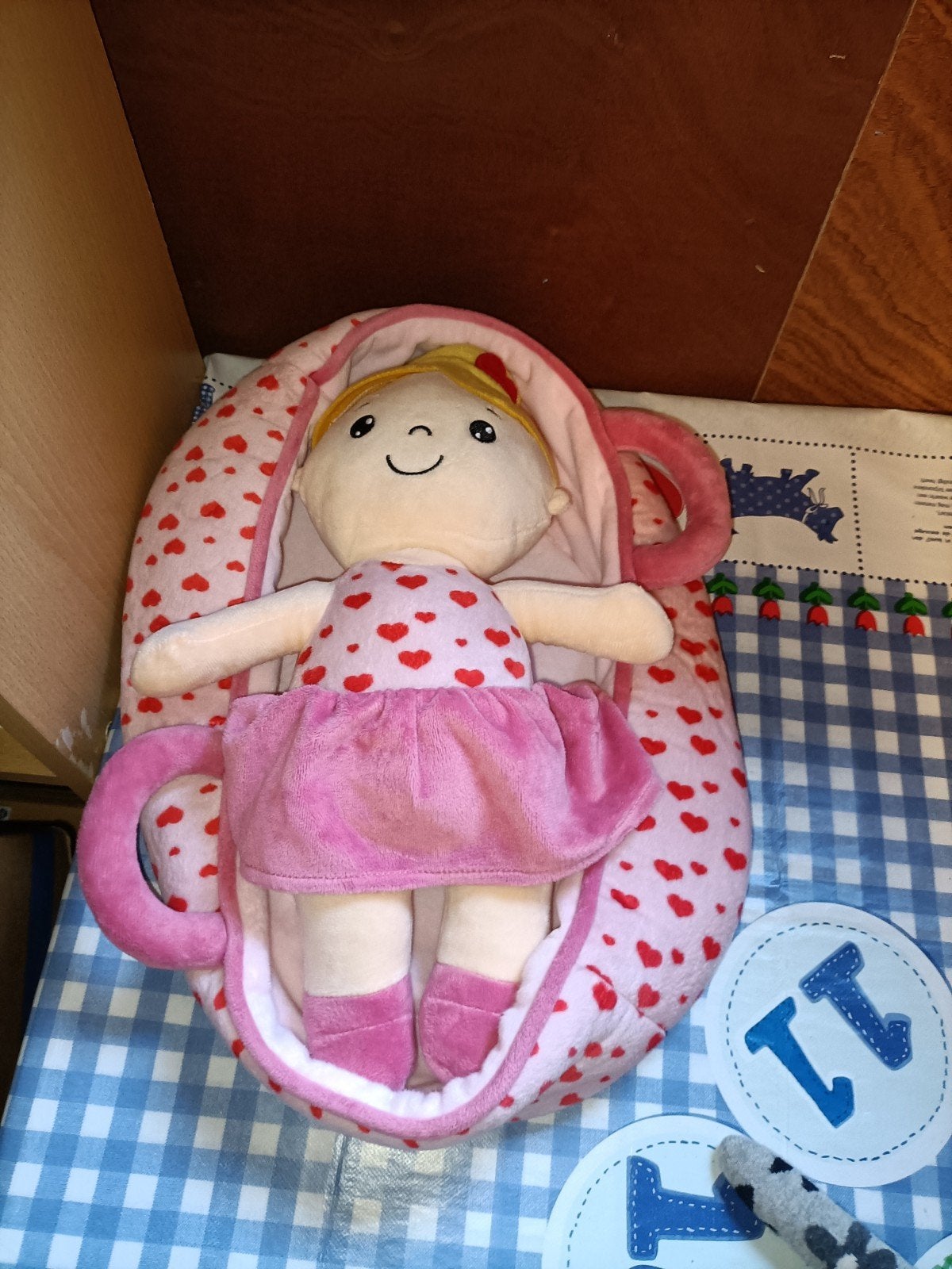 Action ballarina knuffel + mandje roze jurk met Hartjes, Ophalen of Verzenden, Zo goed als nieuw, Overige typen