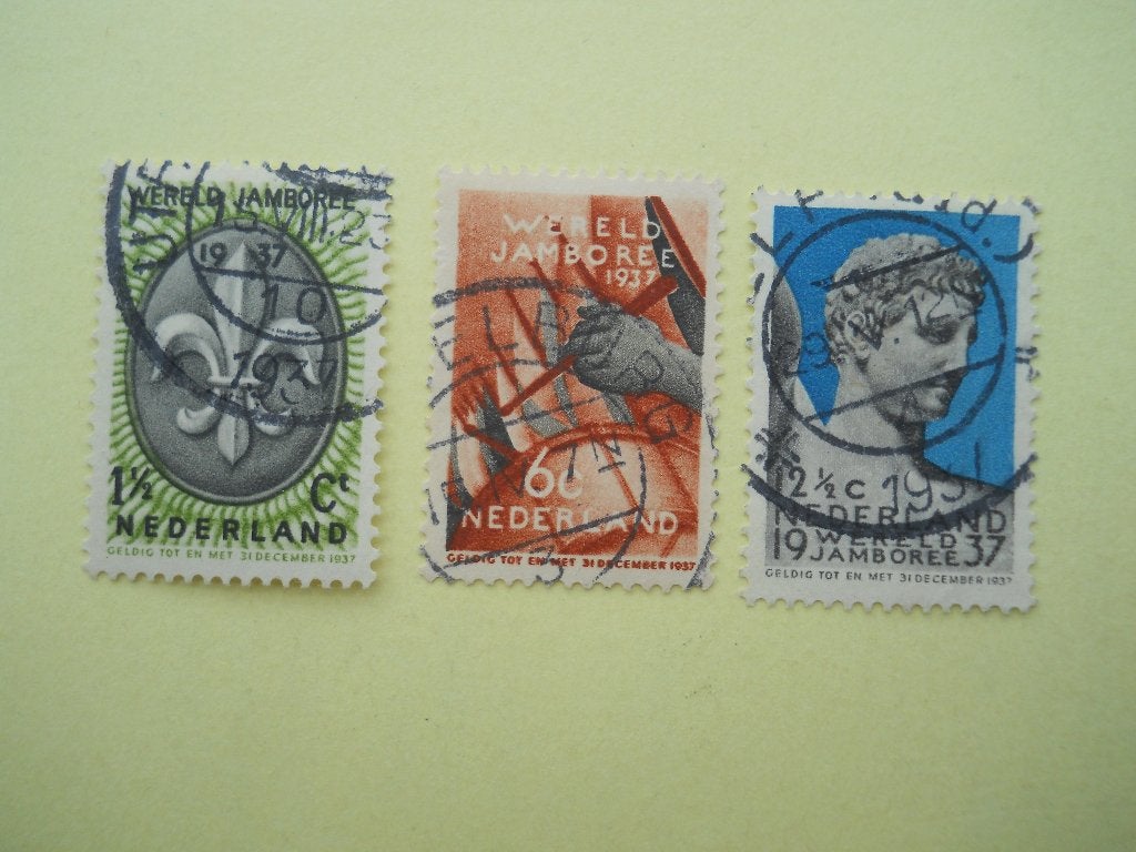 Nederland 1937 Wereld Jamboree serie Nvph.293-295 gestempeld, Ophalen of Verzenden, T/m 1940, Gestempeld