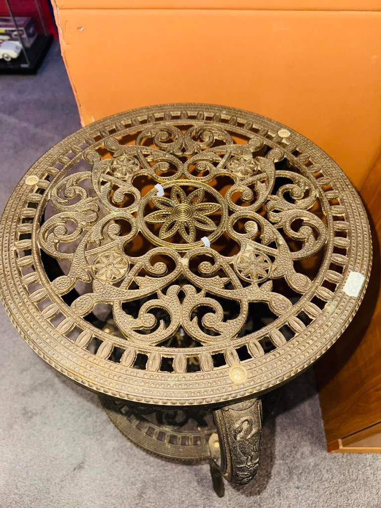 Vintage bijzettafel messing hollywood regency, Ophalen of Verzenden