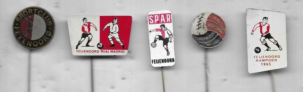 FEYENOORD VOETBAL ROTTERDAM FEIJENOORD 5 SPELDEN, Ophalen of Verzenden, Gebruikt, Sport, Speldje of Pin