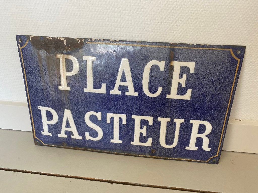 Emaille Frans straatnaambord "Place Pasteur", Antiek en Kunst, Ophalen of Verzenden