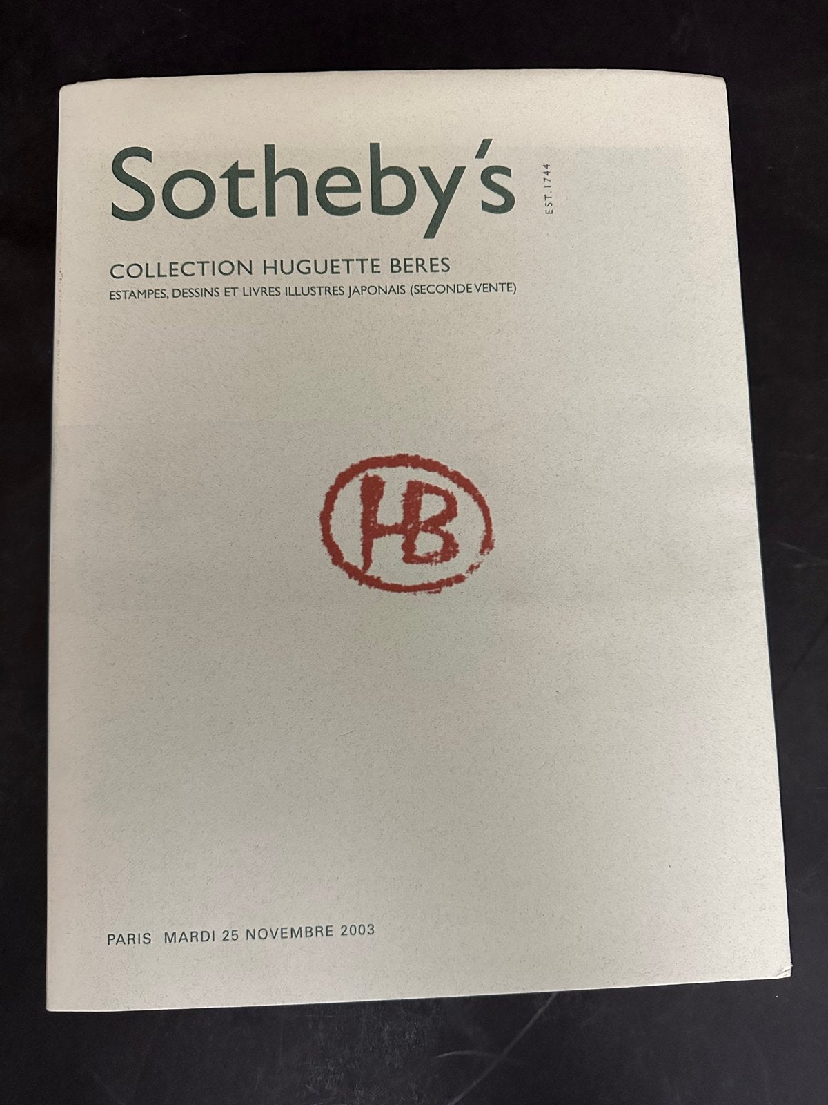 Sotheby's Parijs 2003: Collectie Huguette Beres Japanse Pren, Boeken, Ophalen of Verzenden, Gelezen, Catalogus