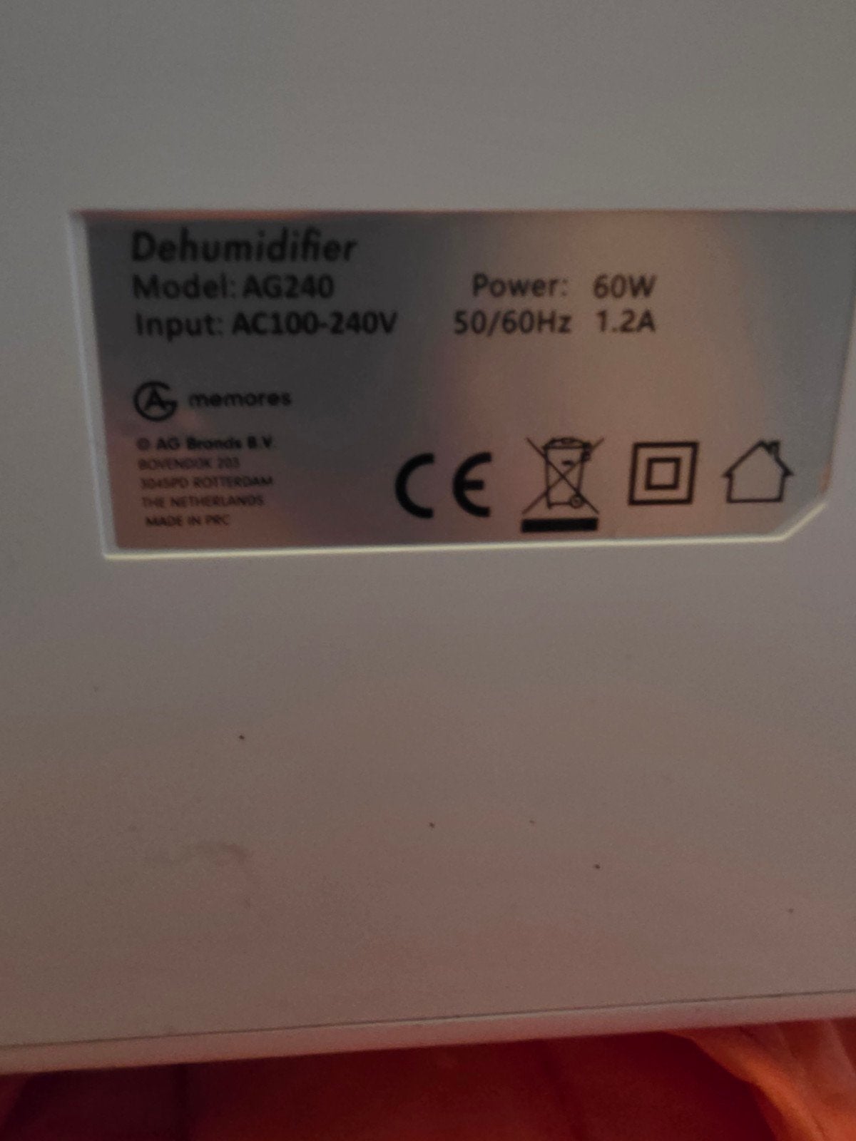 Luchtontvochtiger - 60W, Witgoed en Apparatuur, Ophalen of Verzenden, Gebruikt, Luchtontvochter