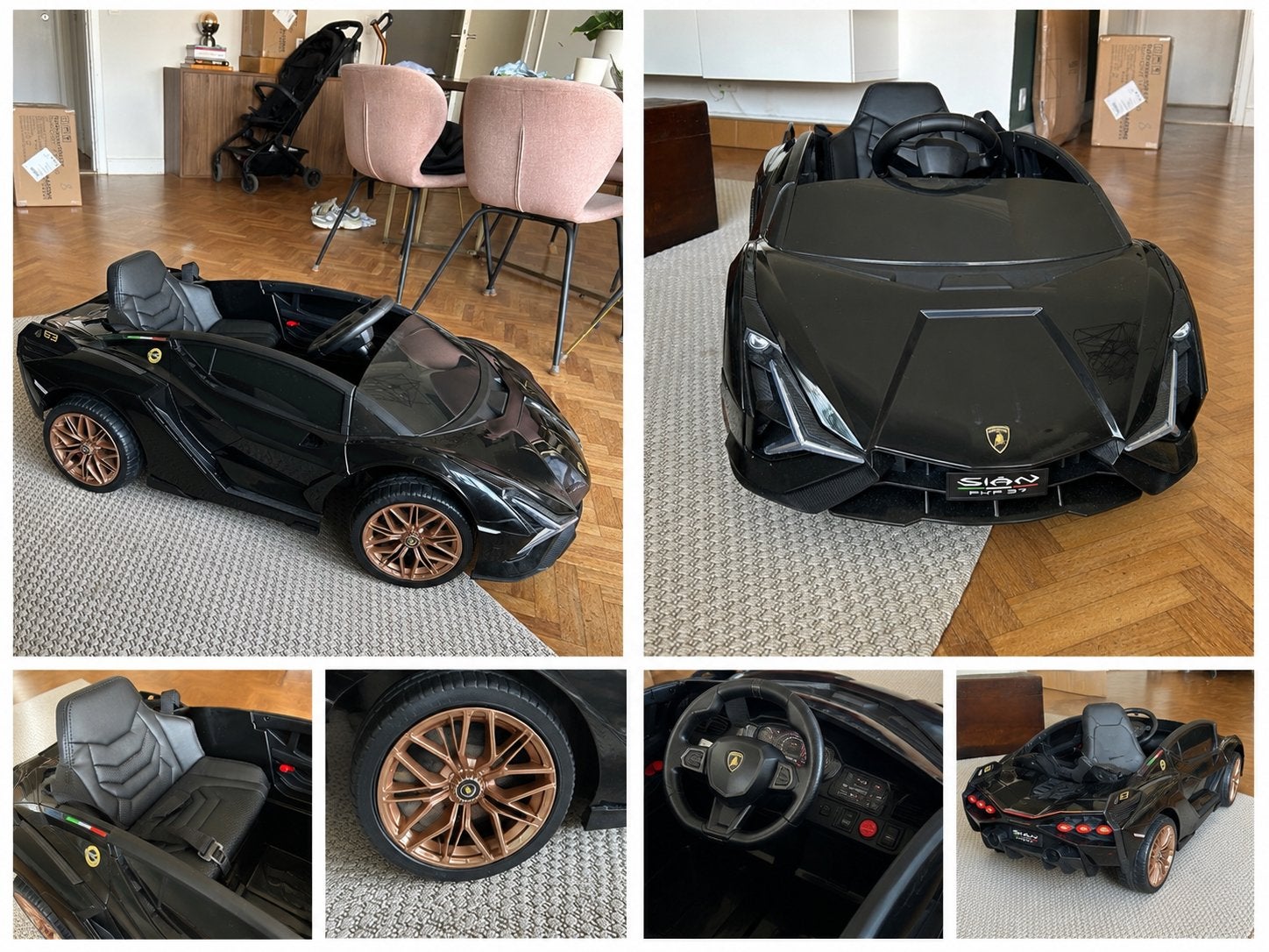 Lamborghini Sian Kinder Elektrische Auto Zwart, Ophalen, Zo goed als nieuw, Afstandsbediening