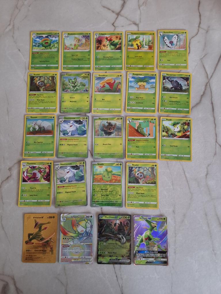 Grote collectie Pokémon kaarten - Gras type, Ophalen of Verzenden, Gebruikt, Meerdere kaarten