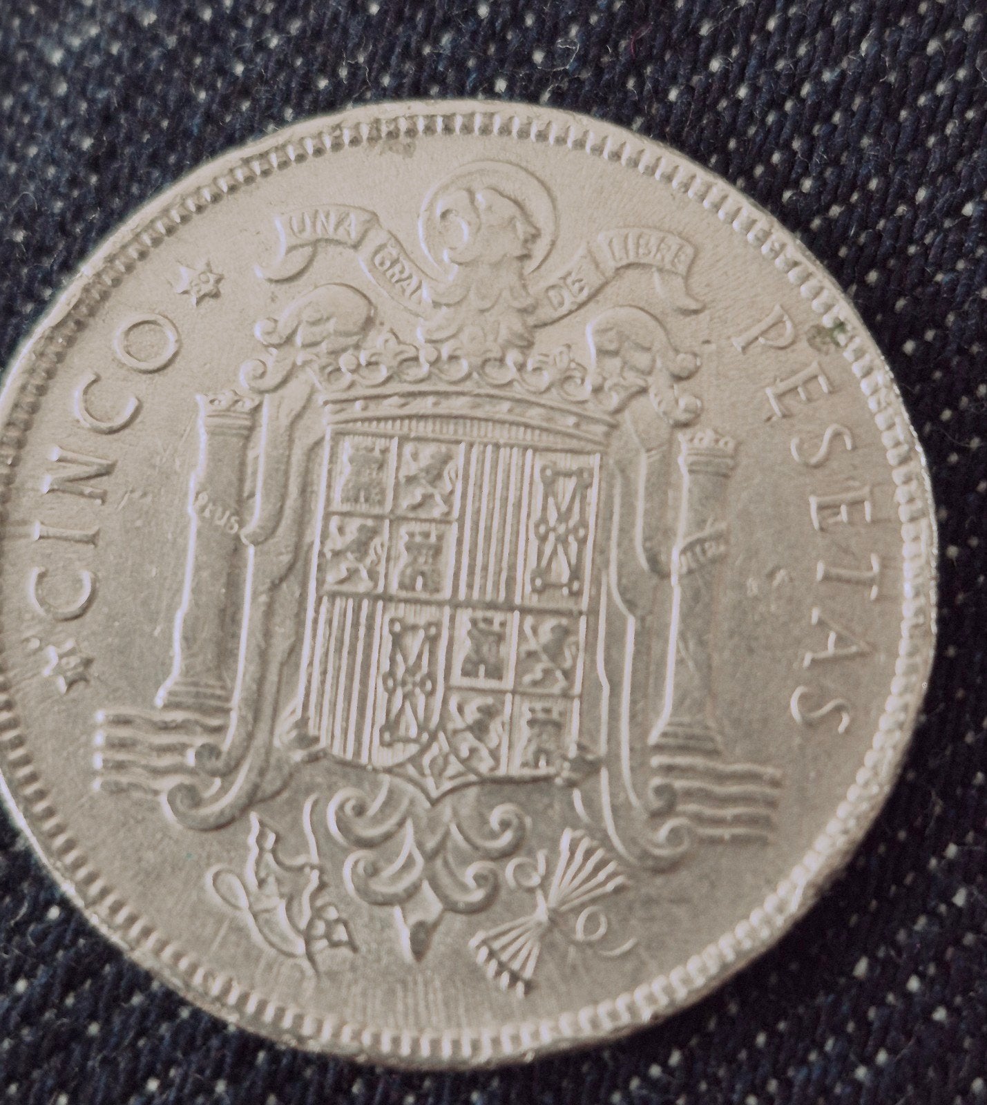 Spaanse munt 5 pesetas 1949, Ophalen of Verzenden, Overige landen