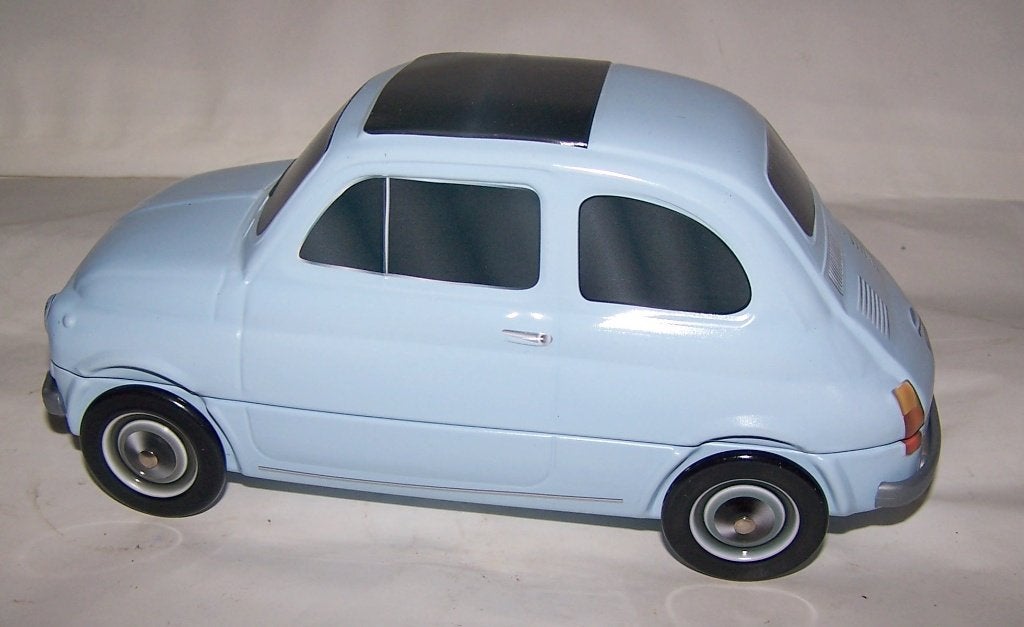 Prachtig model Fiat 500 in de vorm van een blik. Nieuwstaat., Ophalen of Verzenden