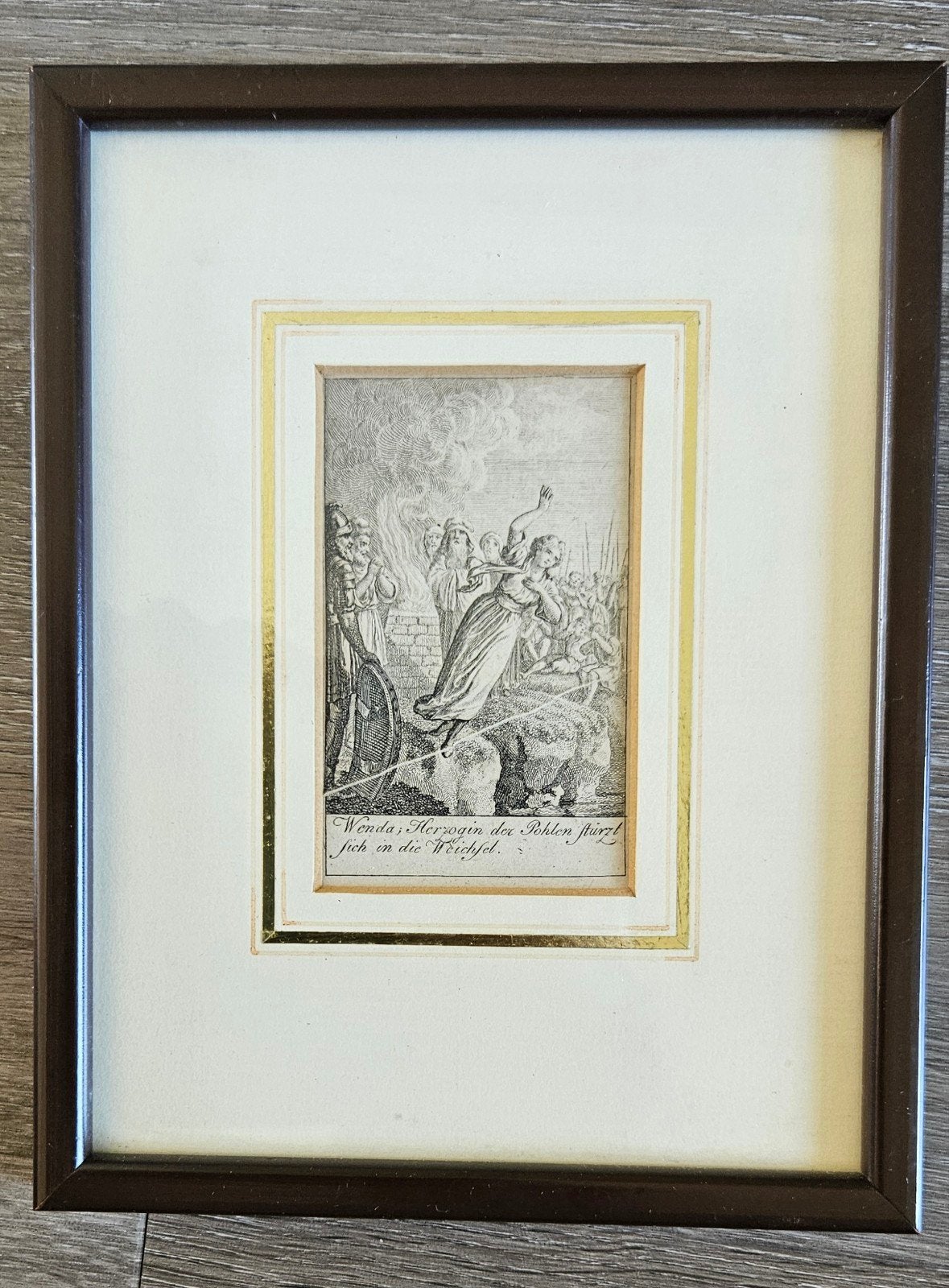 Antieke 18e-eeuwse Kopergravure - "Wanda, Herzogin der Pohle, Antiek en Kunst, Ophalen of Verzenden