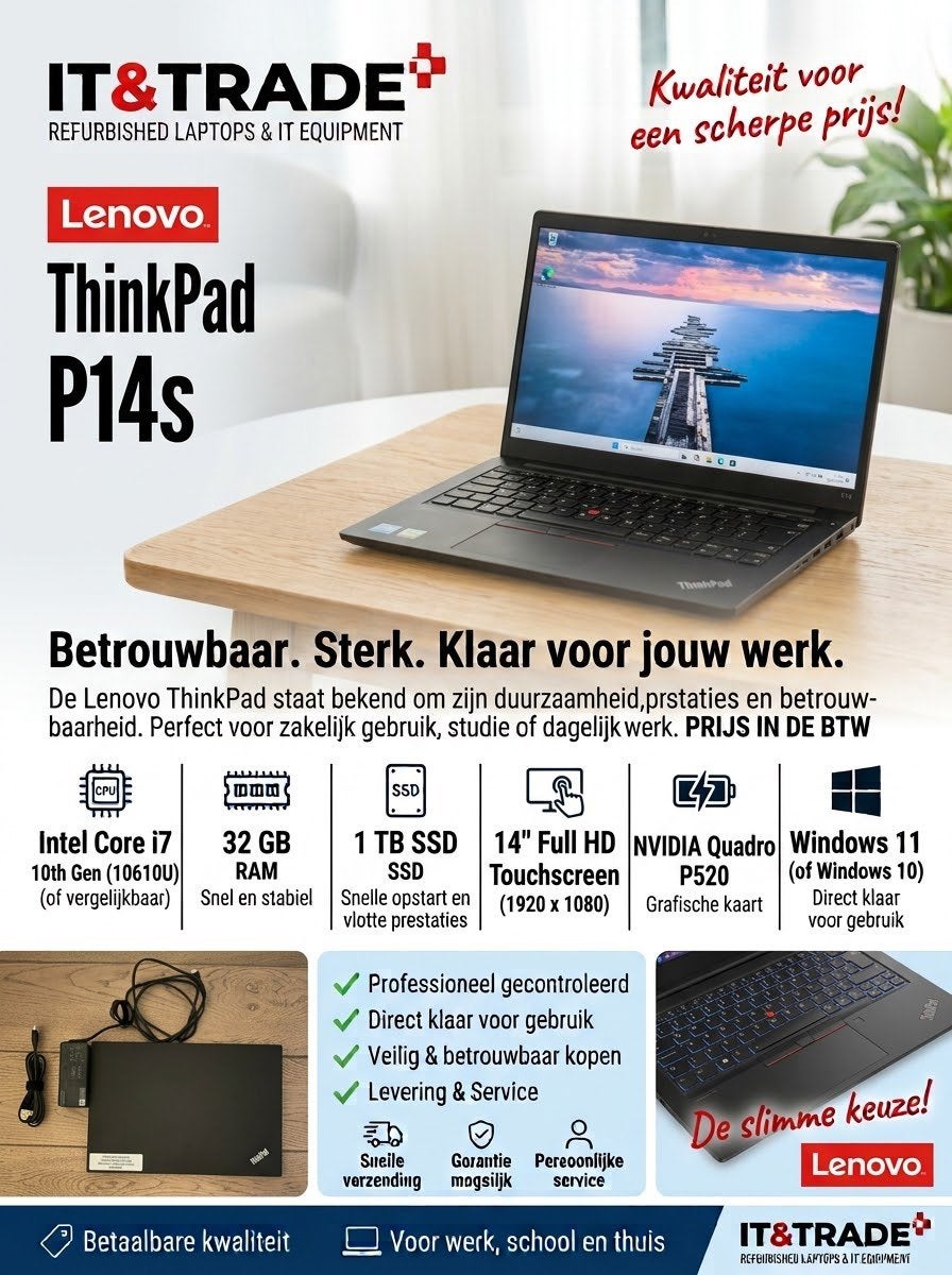 Lenovo ThinkPad P14s - i7-10610U, 32GB RAM, 1TB SSD,NVDIA