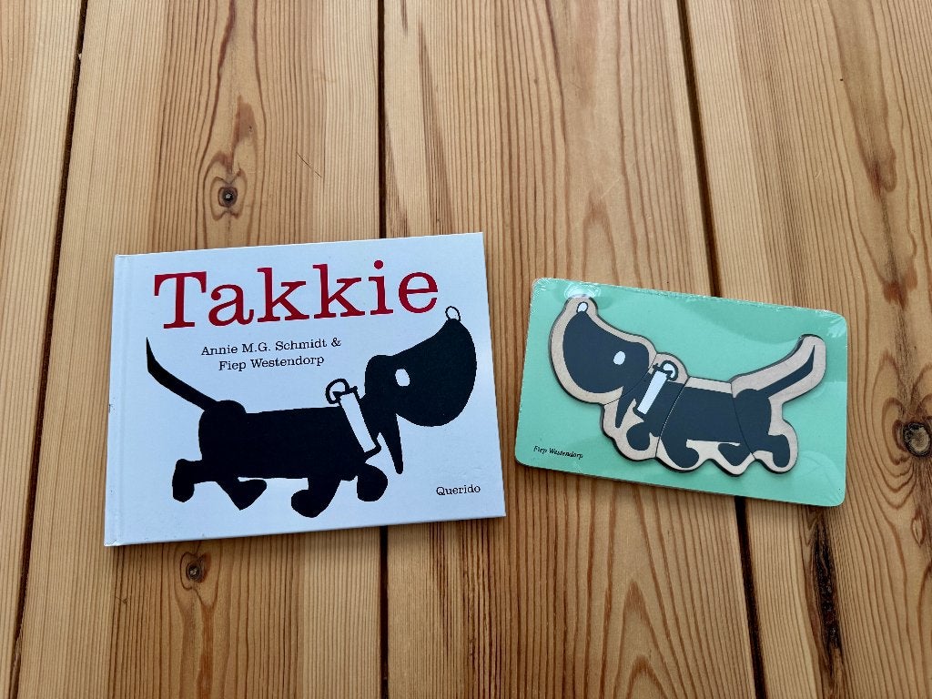 Takkie Boek en Puzzel / Inlegpuzzel - HEMA - Nieuw, Ophalen of Verzenden, 10 tot 50 stukjes, Nieuw, Van hout