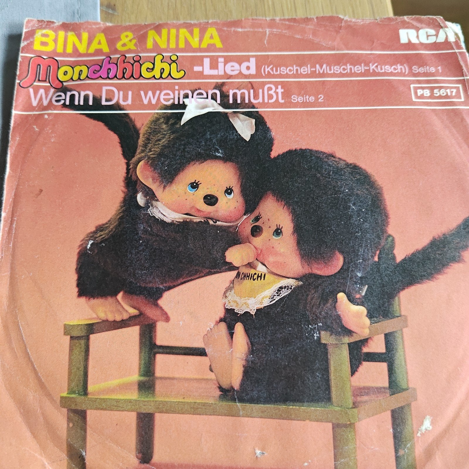 Bina & Nina - Monchhichi-Lied (Kuschel-Muschel-Kusch) 7 inch, Gebruikt, Ophalen of Verzenden, EP, Kinderen en Jeugd