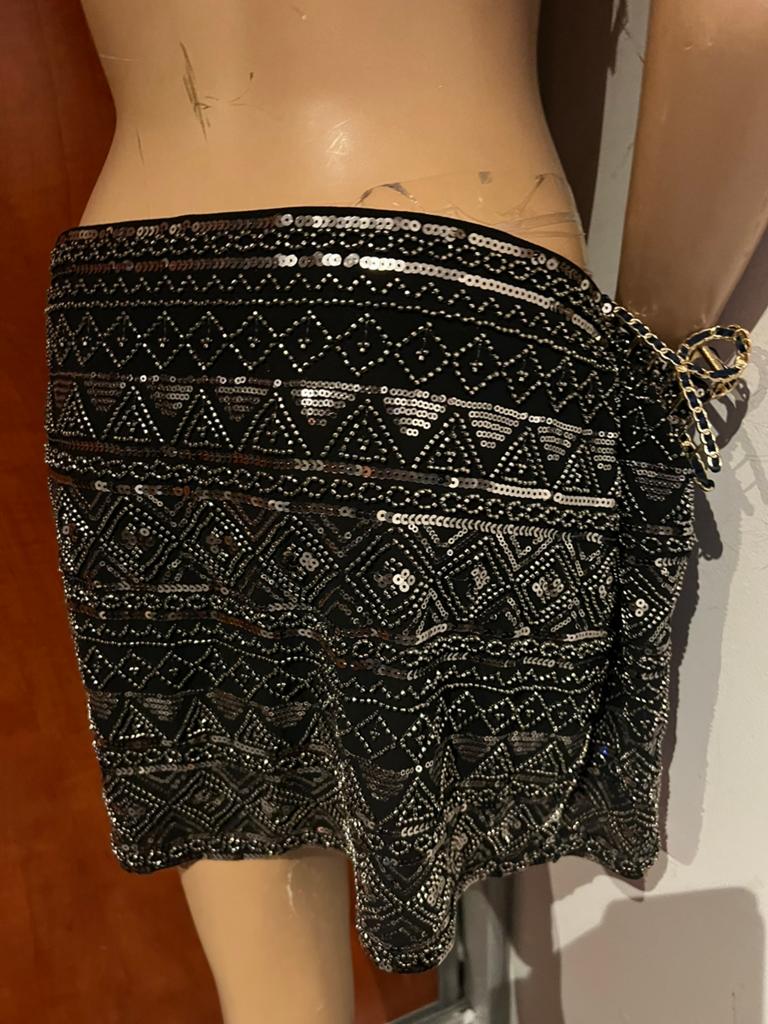 ZARA Zwart mini rokje met zilveren pailletten xl, Maat 46/48 (XL) of groter, Ophalen of Verzenden, Zo goed als nieuw, Boven de knie