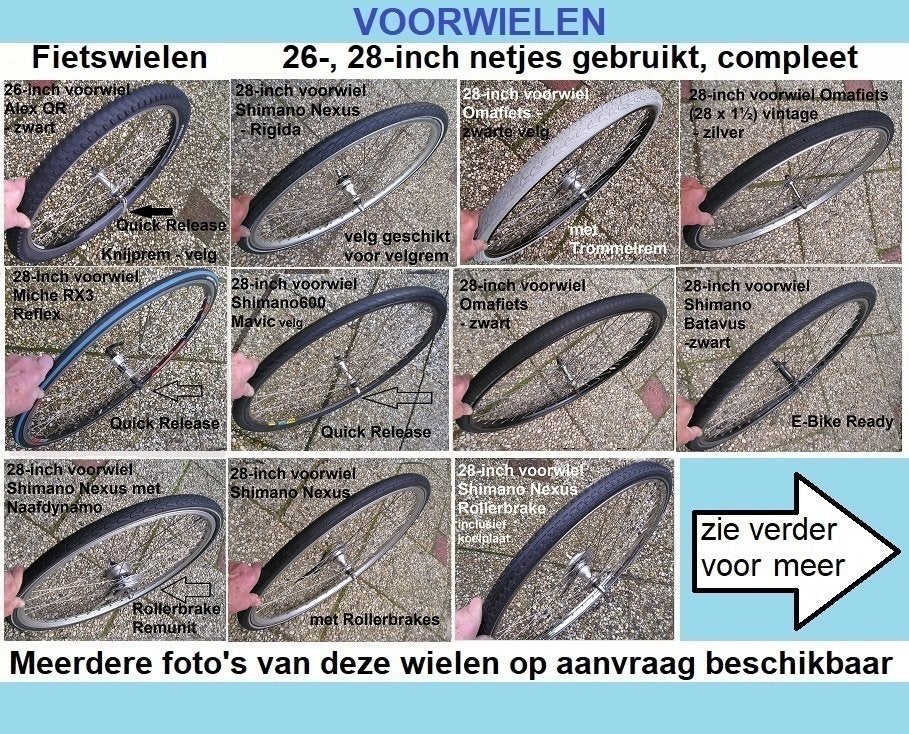 Fiets voorwielen 26- en 28-inch gebruikt, compleet met band, Ophalen, Gebruikt, Band