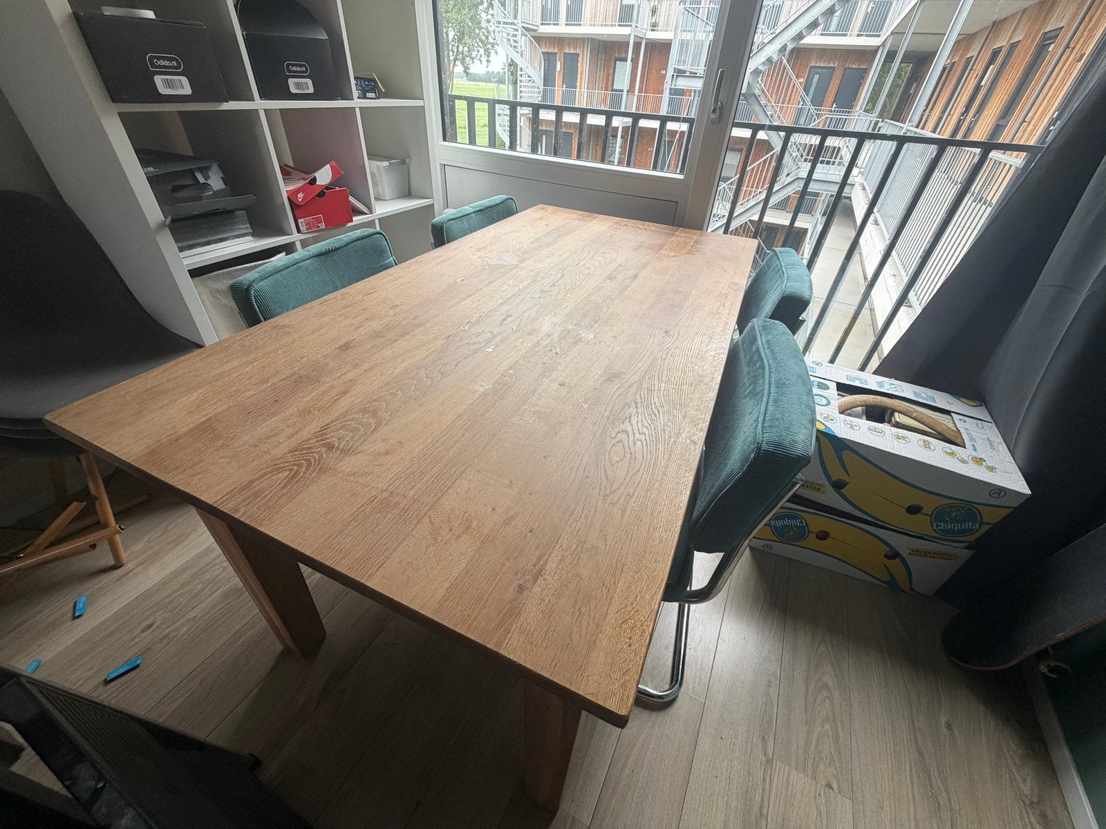 Eikenhouten eettafel 160x84 cm, Ophalen, Gebruikt, 50 tot 100 cm, 150 tot 200 cm